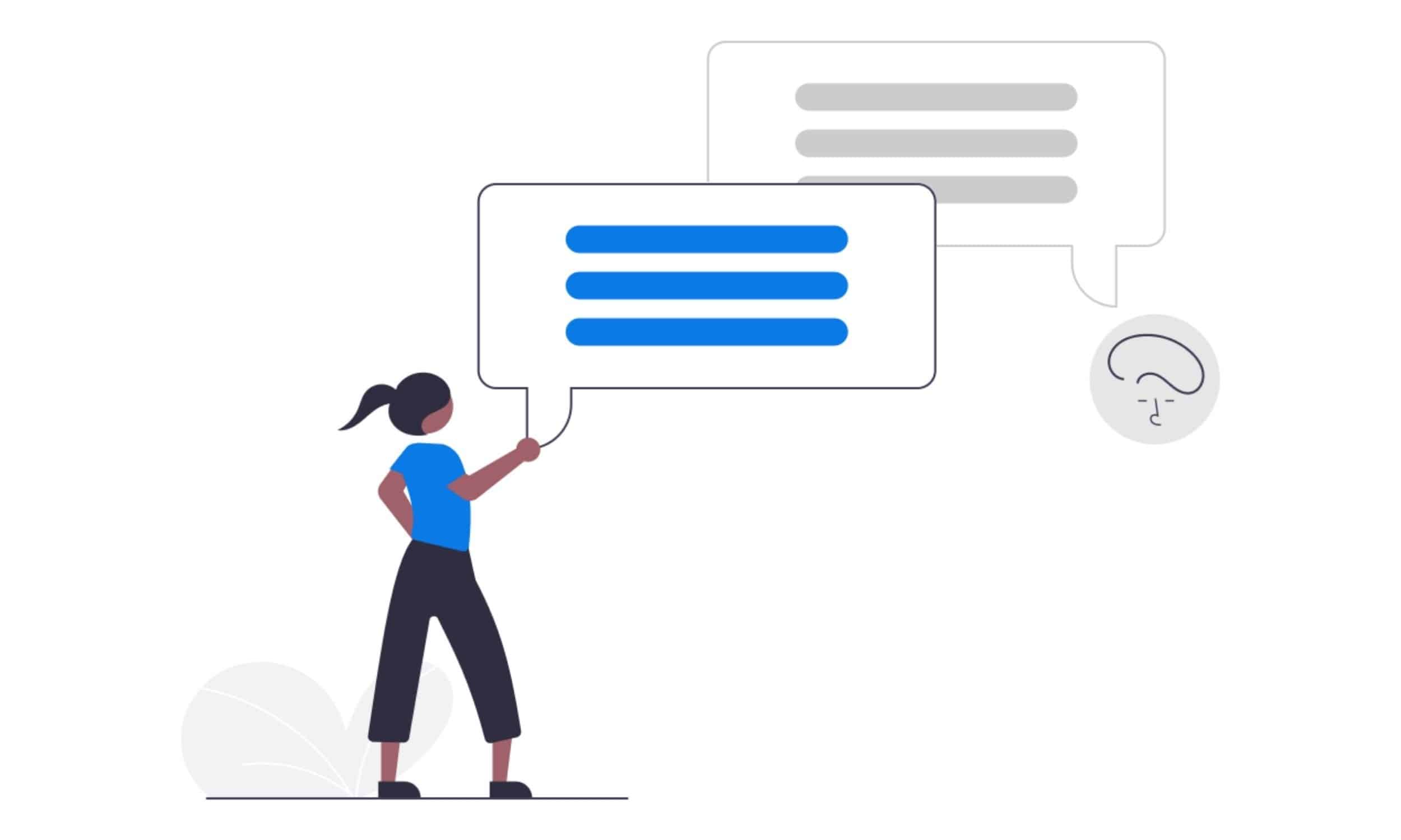 bir müşteri tarafından bırakılan bir havlama incelemesine yanıt veren bir kadın