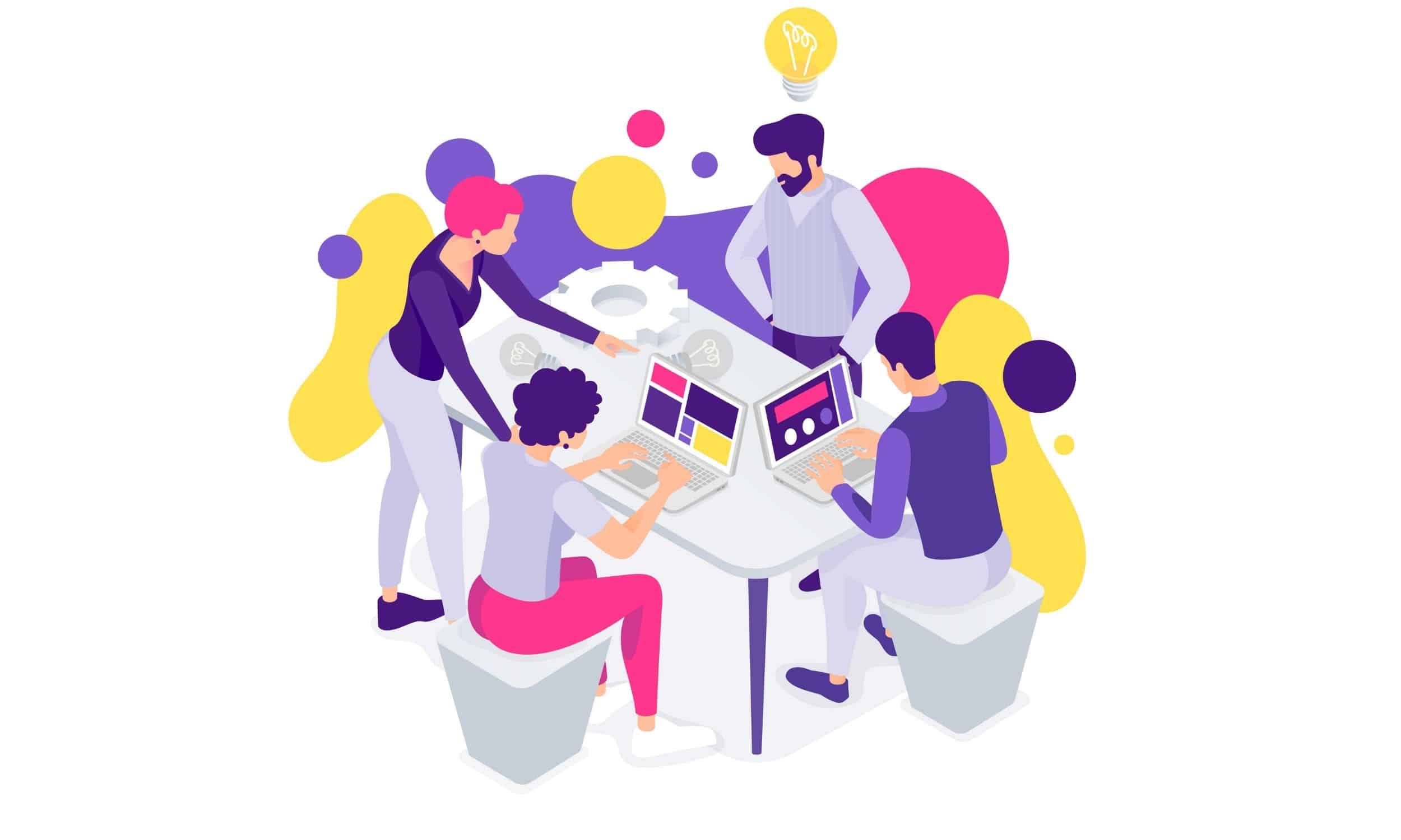 группа людей, работающих над планом реагирования на негативные отзывы клиентов