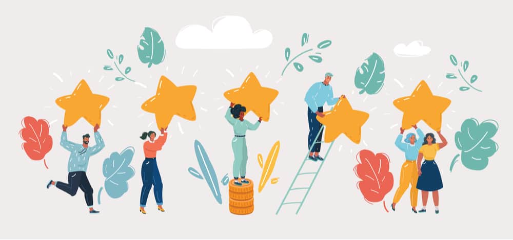 ภาพประกอบคนยกป้าย 5 ดาว