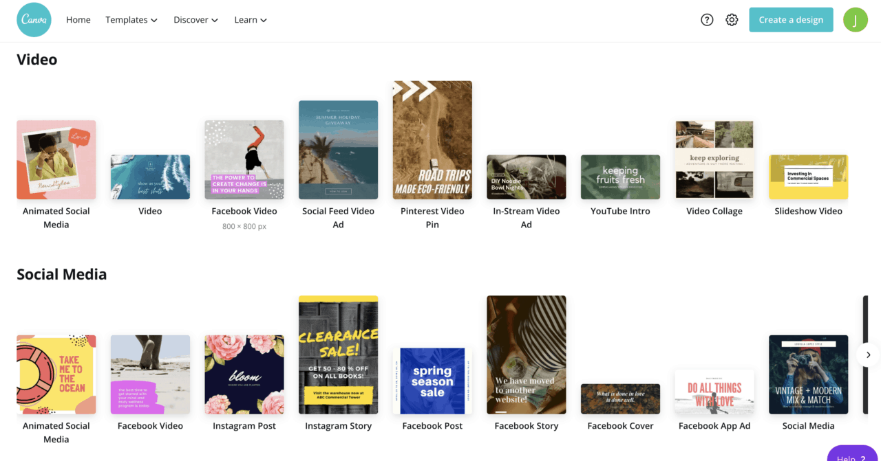 шаблоны социальных сетей canva