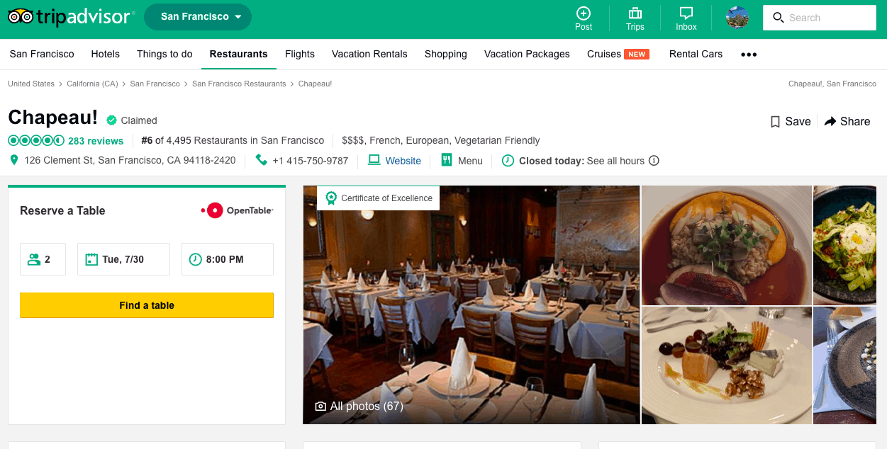 tripadvisor restoran yorumları ve puanları