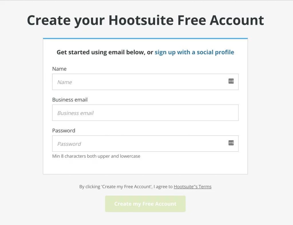 Crea tu cuenta gratuita de Hootsuite
