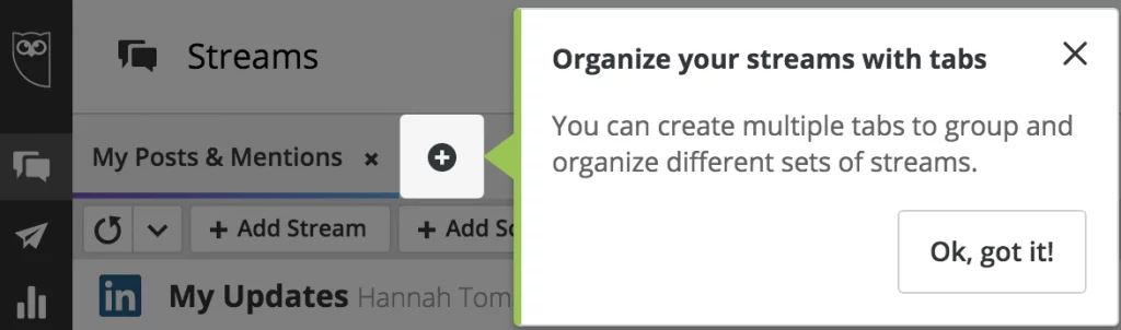 Organizar transmisiones de Hootsuite