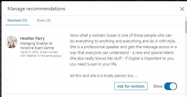 Linkedin: mengelola rekomendasi