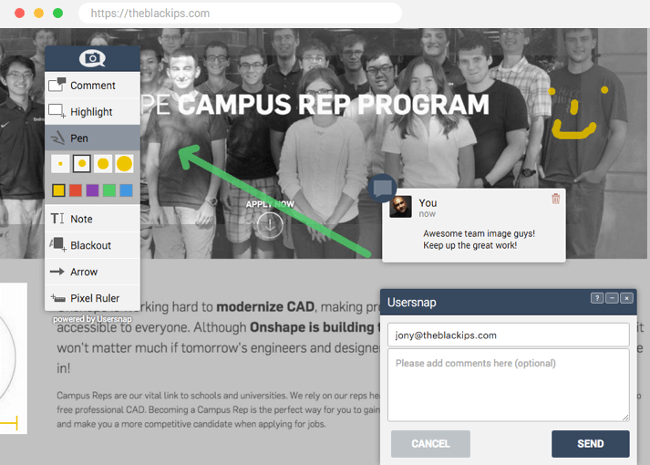 UserSnap — narzędzia oceny wizualnej/użyteczności