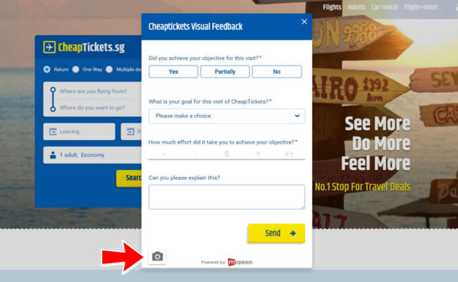 Mopinion: Mopinion adiciona feedback visual ao seu software de análise de feedback - ícone da câmera no rodapé