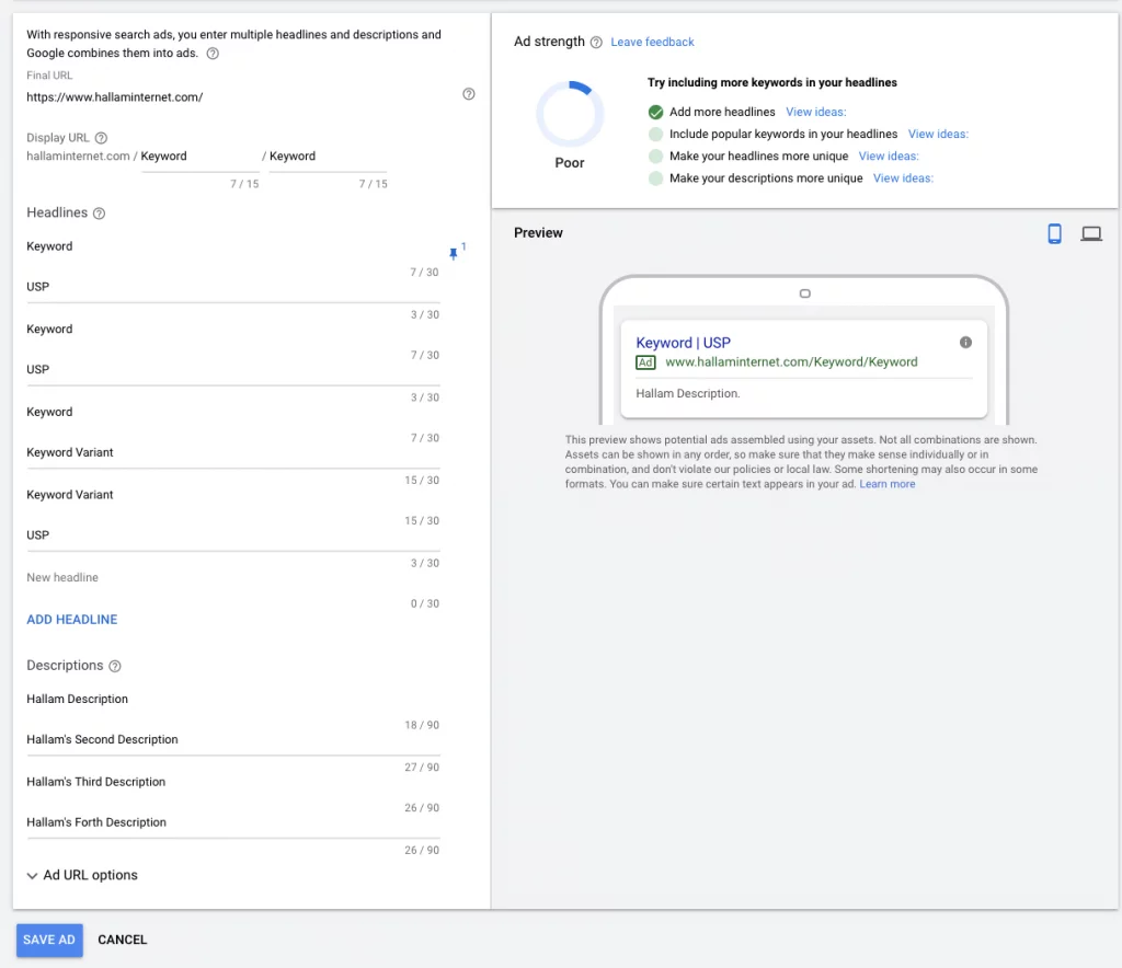 響應式文字廣告