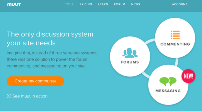 Mopinion: 상위 23개 온라인 커뮤니티 및 소셜 비즈니스 소프트웨어 - Muut