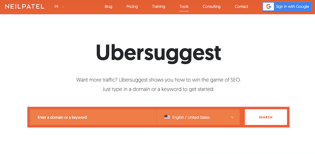 As 27 principais ferramentas de conteúdo e marketing de entrada - UberSuggest
