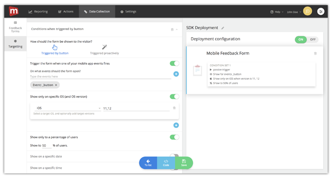 Mopinion: Mopinion lança novo SDK móvel para coletar feedback no aplicativo - Editar código de implantação