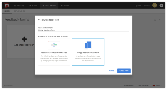 Mopinion: Mopinion lança novo SDK móvel para coletar feedback no aplicativo - Formulários de feedback