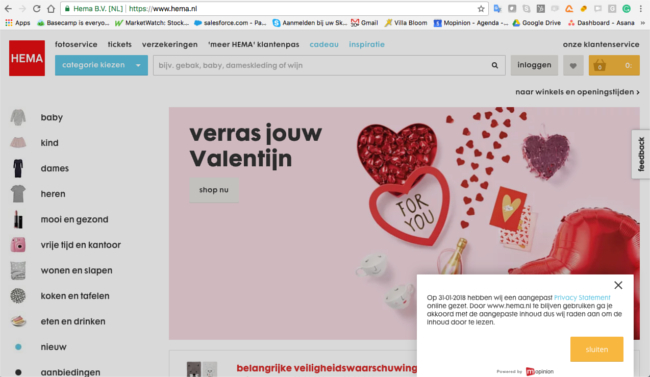 Mopinion: Actualizaciones de productos de abril: con parámetros de URL y formularios de publicación automática: notificación web de HEMA