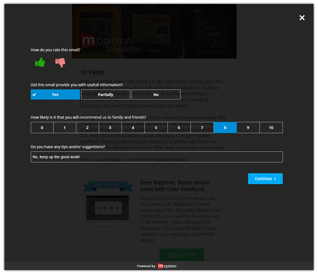 Mopinion: Actualizaciones de productos de abril: con parámetros de URL y formularios de publicación automática - Boletín informativo por correo electrónico