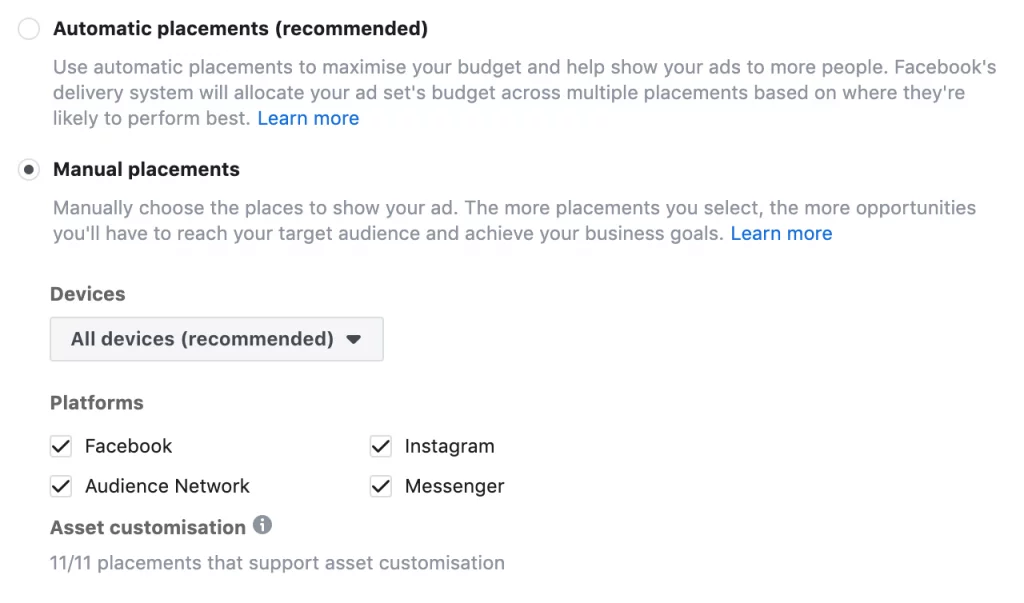 Opcje umieszczania ręcznego