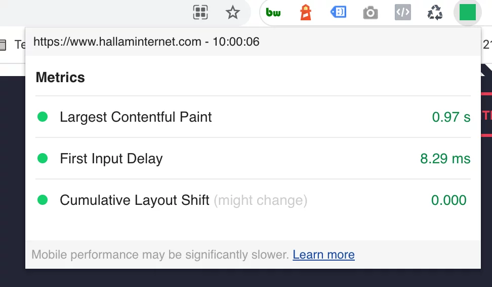 Web Vitals 扩展示例