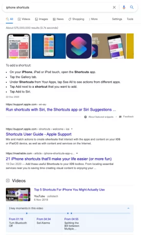 検索結果に表示されるビデオ