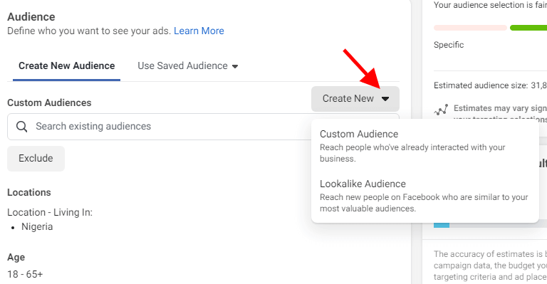 Crea nuovo pubblico per le tue inserzioni su Facebook