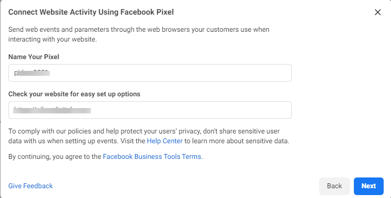 Dettagli sui pixel dell'annuncio