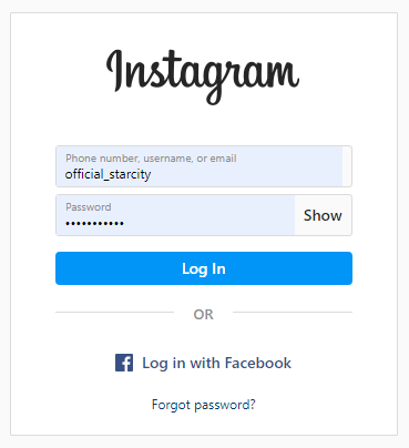 Logowanie do konta na Instagramie