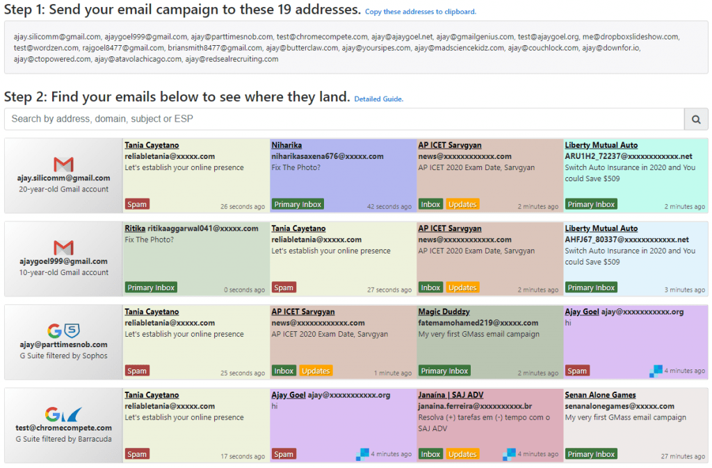 gmass gelen kutusu aracı