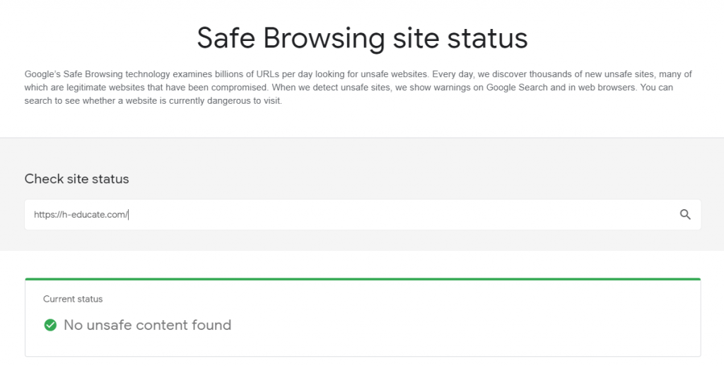 Google Güvenli Tarama.