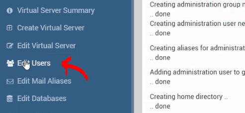 사용자 virtualmin 생성