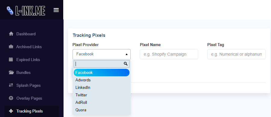 Pixels de raccourcissement d'URL