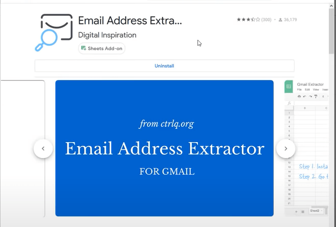 extrator de e-mail nas folhas do google
