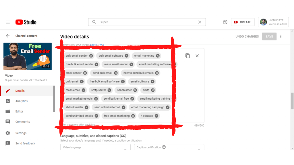 10万人のチャンネル登録者を獲得したい場合は、タグが重要です