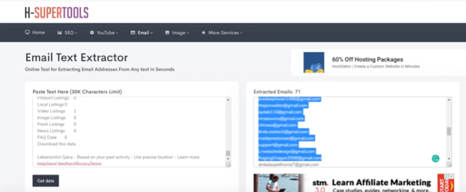 ekstraktor teks email h-supertools