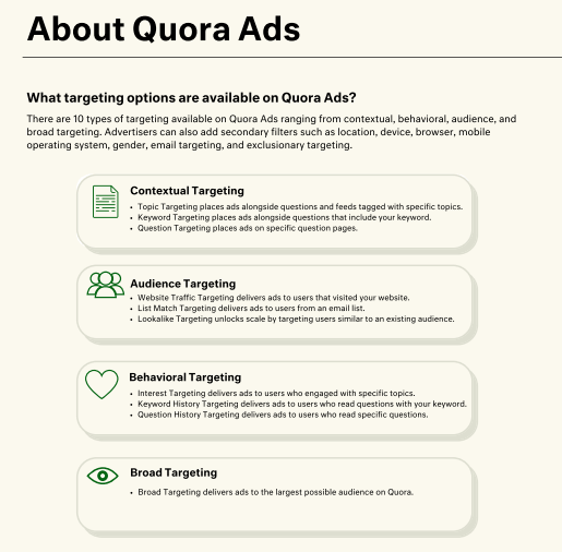 target degli annunci quora