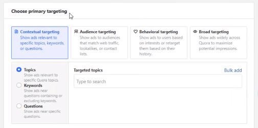 target sugli annunci quora