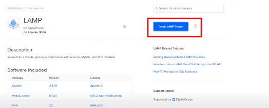Crea goccioline LAMP in digitalocean