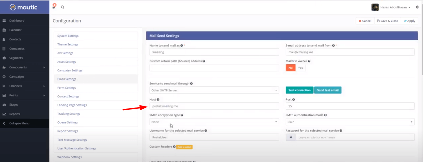 connetti mautic con smtp postale per creare un sistema di posta elettronica a freddo