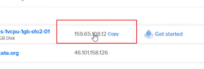 Indirizzo IP su DigitalOcean