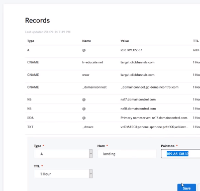 modificare i record DNS