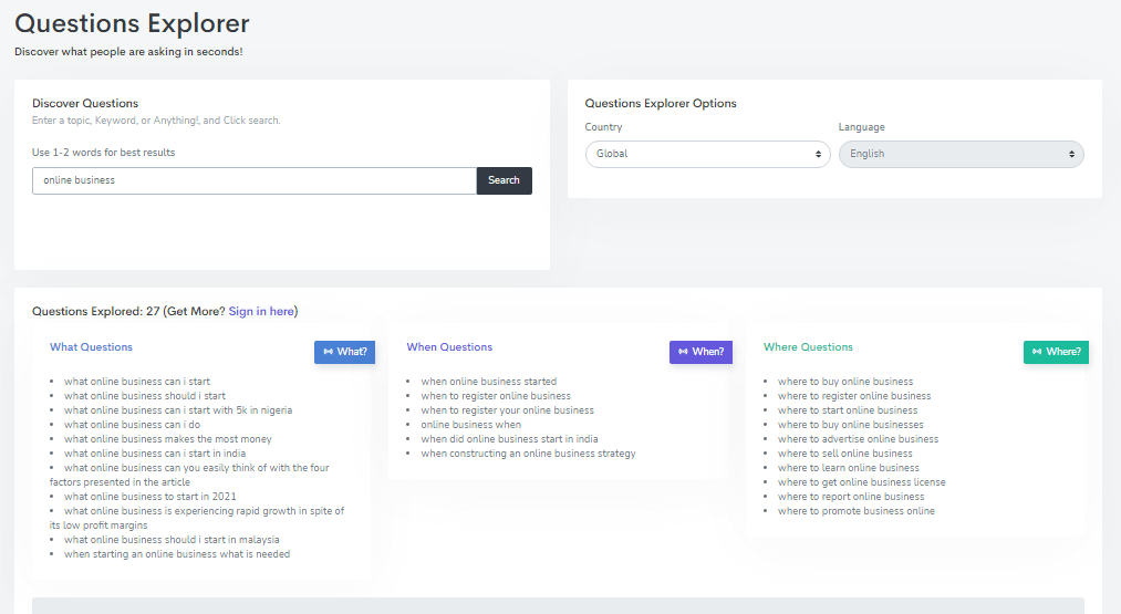 Explorateur de questions par H-Supertools
