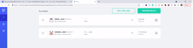 محفظة Yoroi الخاصة بي - كيفية استخراج عملات Ergo