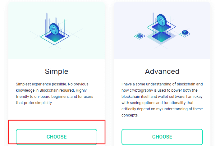 1.4 اختر المحفظة "البسيطة" - كيفية تعدين عملات Ergo