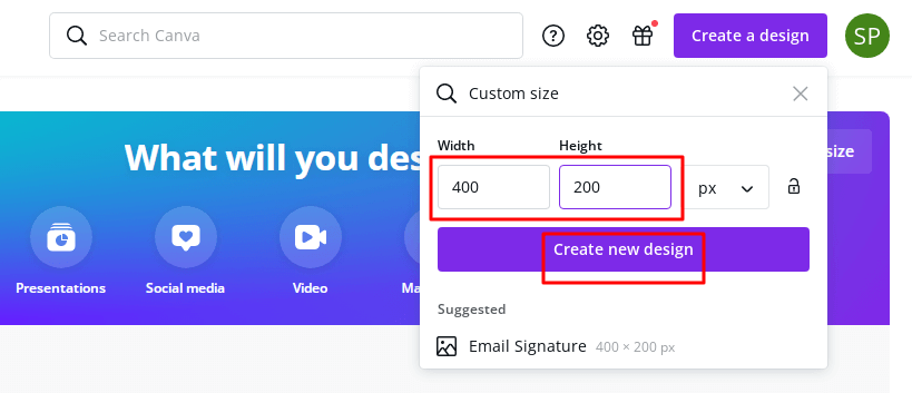 Logo di design su Tela con dimensioni personalizzate