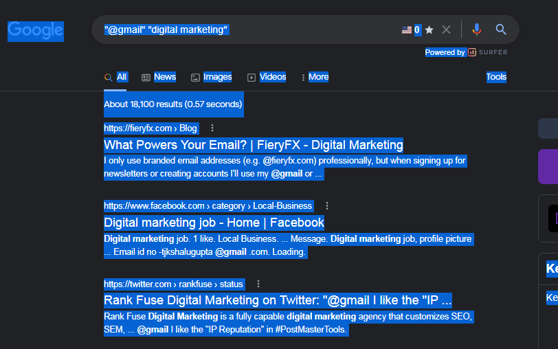 SERP를 모두 선택하십시오. 4