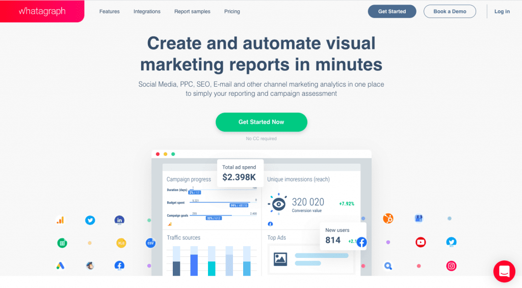 Captura de tela da página inicial do Whatagraph no blog digital pr por mediatoolkit