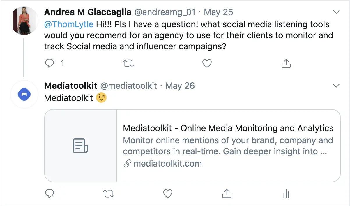 o captură de ecran de ascultare socială făcută bine