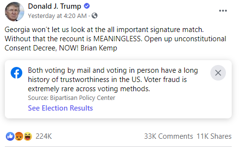 ترامب على سبيل المثال على الفيسبوك