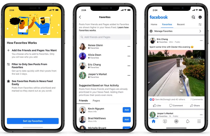 Opções de classificação do feed de notícias do Facebook