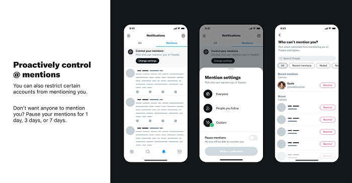 Twitter bahsetme kontrolleri