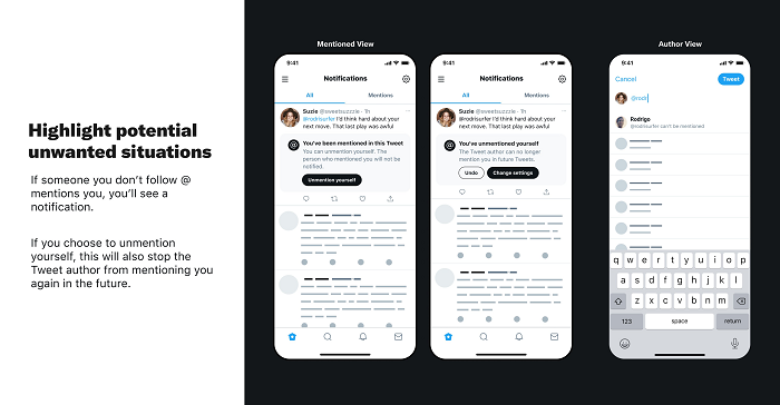 Twitter bahsetme kontrolleri
