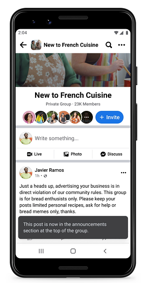 تحديث مجموعات الفيسبوك