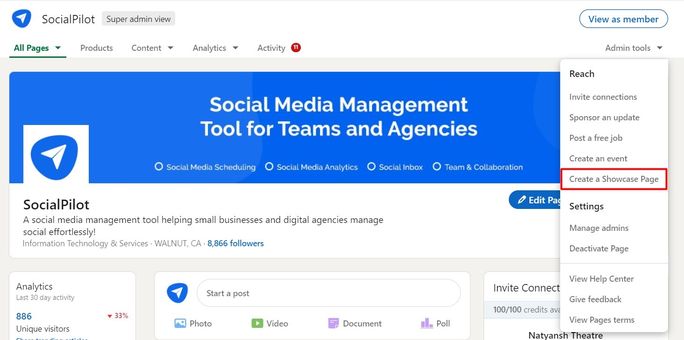 Linkedin 쇼케이스 페이지 만들기 Create Linkedin showcase page