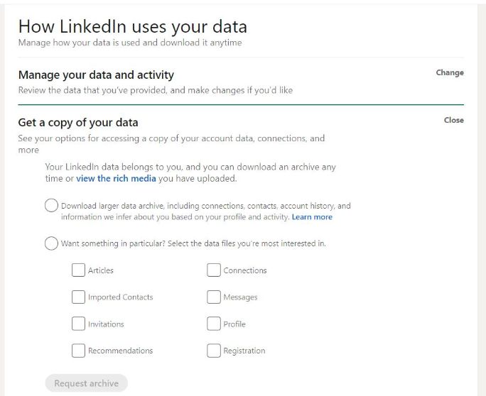 연결된 데이터 사용 linkedin-uses-your-data